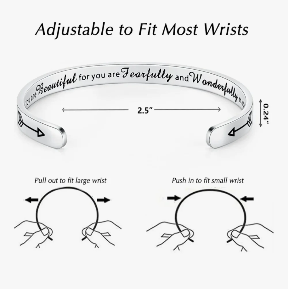 Silver Inspirational Cuff Bracelet